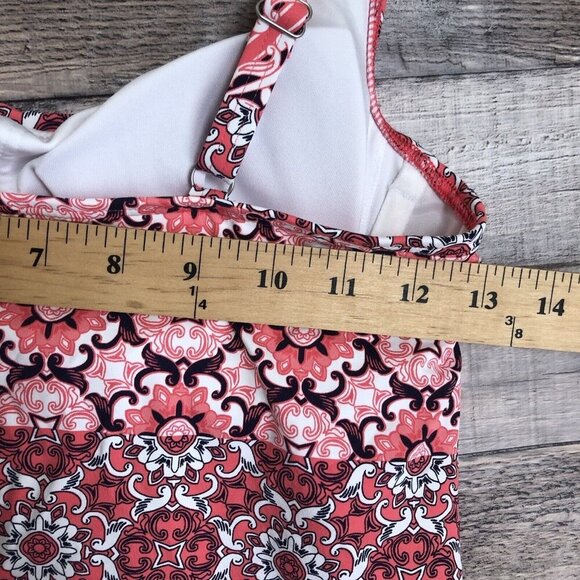 Lands End Tankini Top Size 2P Shelf Bra Padded Underwire Swim Top Pink Floral - Picture 7 of 8